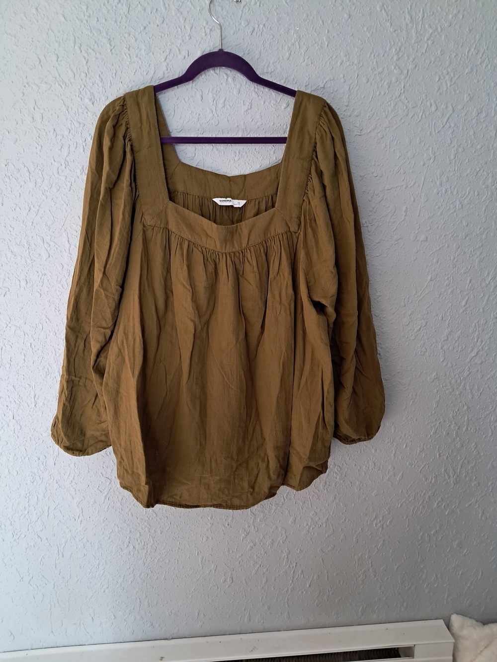 Sonoma Olive Square-Neck Peasant Blouse - Women's
